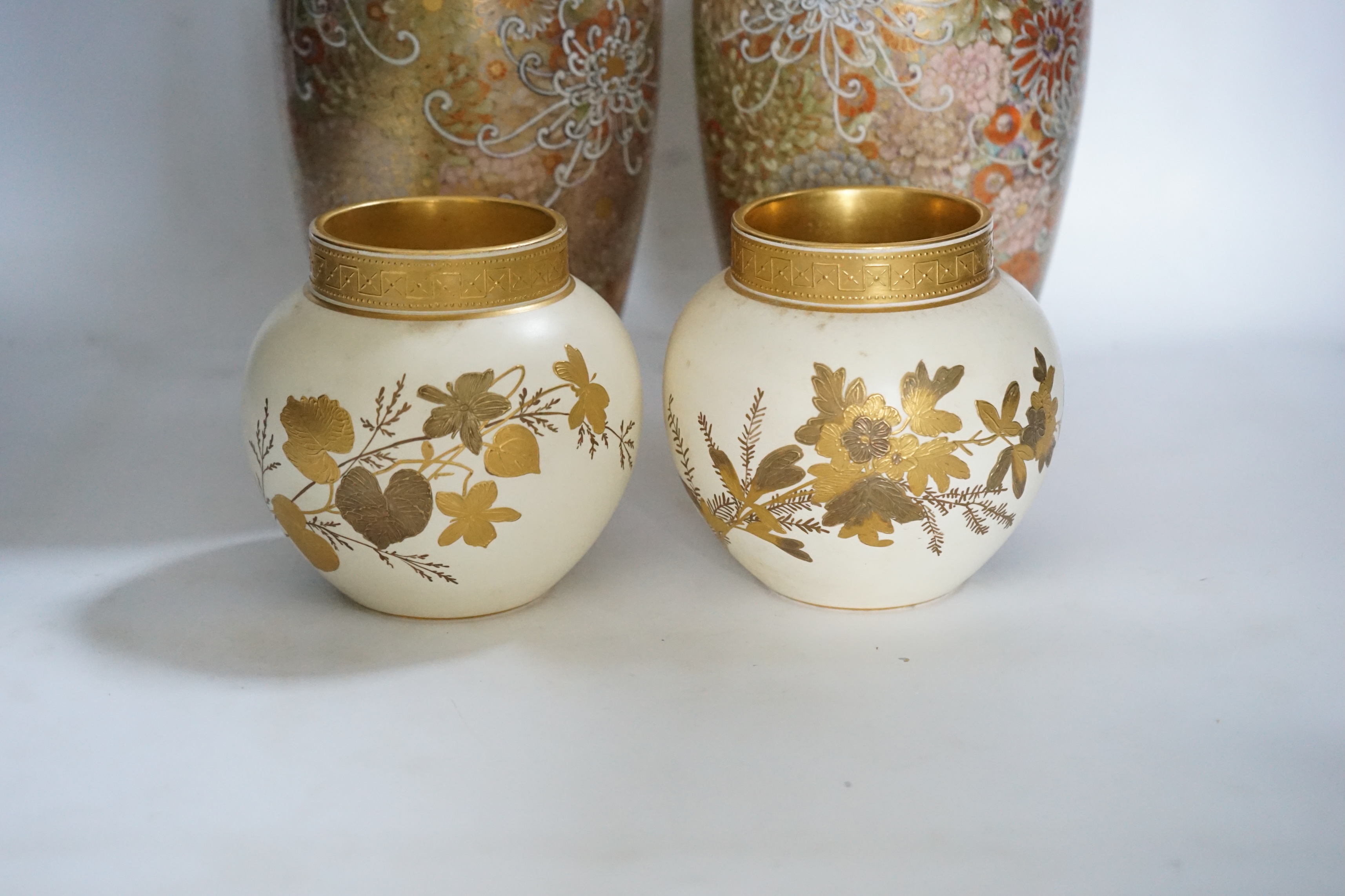 A pair of late Satsuma baluster vases